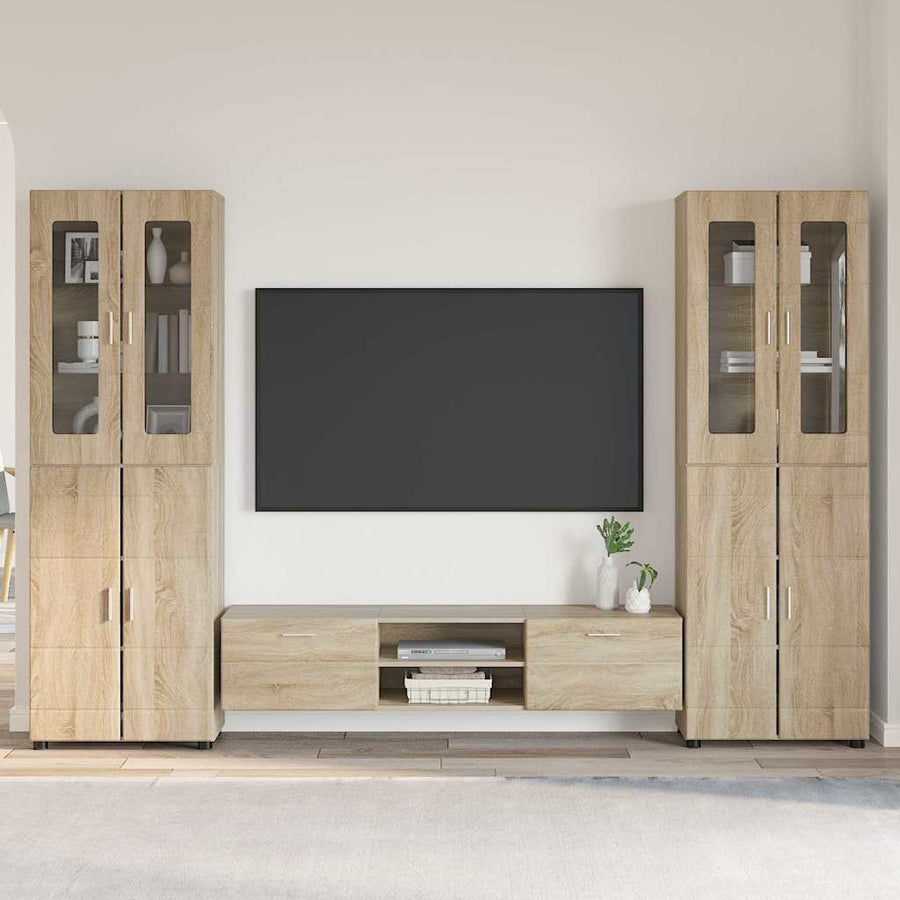 Tv-meubelset met lade met plank Sonoma Eiken Bewerkt hout