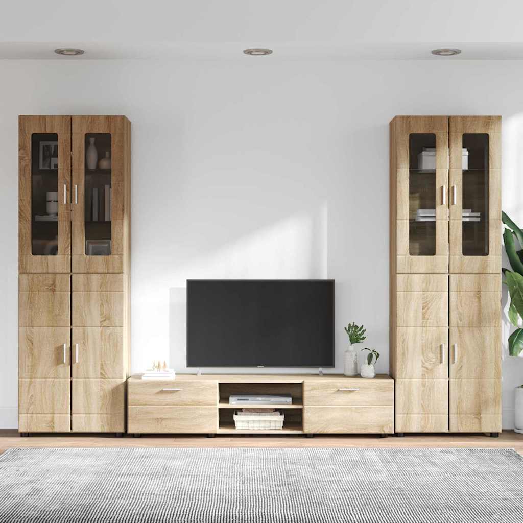 Tv-meubelset met lade met plank Sonoma Eiken Bewerkt hout