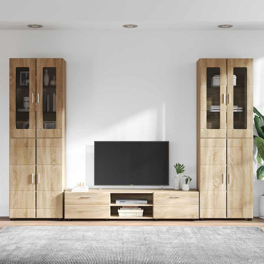 Tv-meubelset met lade met plank Sonoma Eiken Bewerkt hout