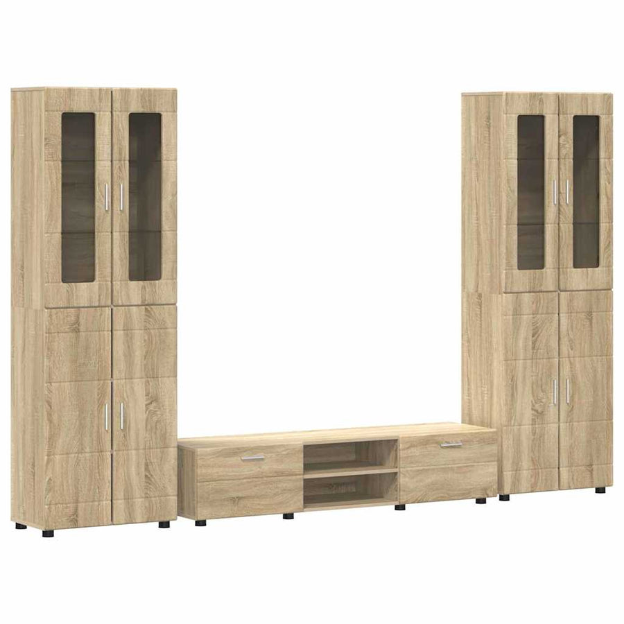 Tv-meubelset met lade met plank Sonoma Eiken Bewerkt hout
