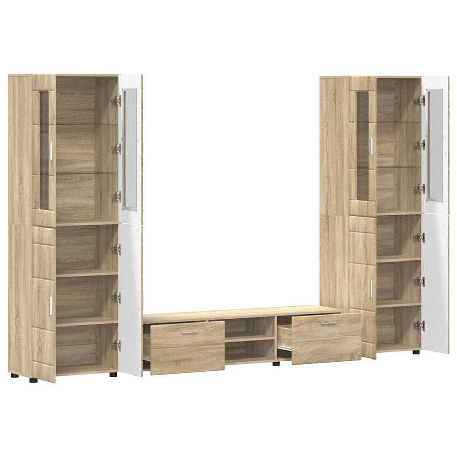 Tv-meubelset met lade met plank Sonoma Eiken Bewerkt hout