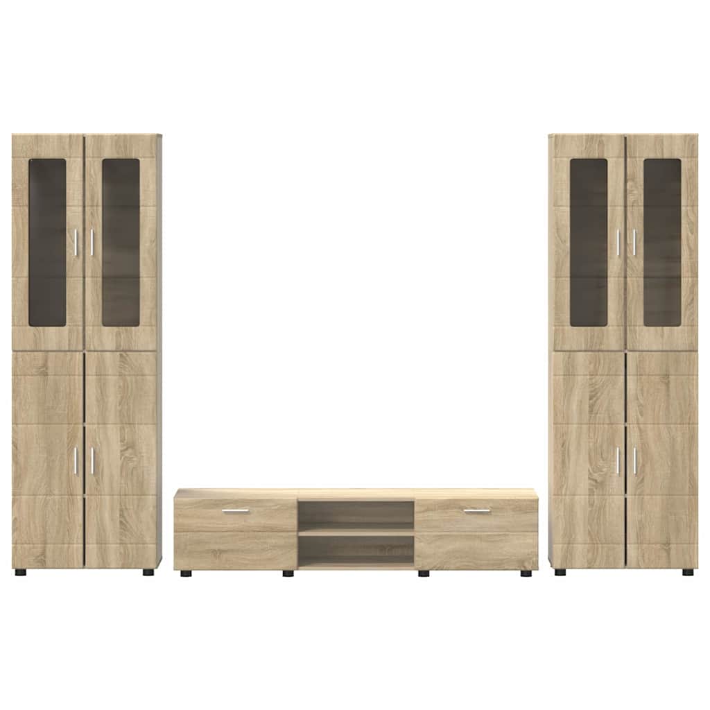 Tv-meubelset met lade met plank Sonoma Eiken Bewerkt hout