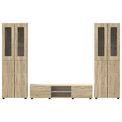 Tv-meubelset met lade met plank Sonoma Eiken Bewerkt hout
