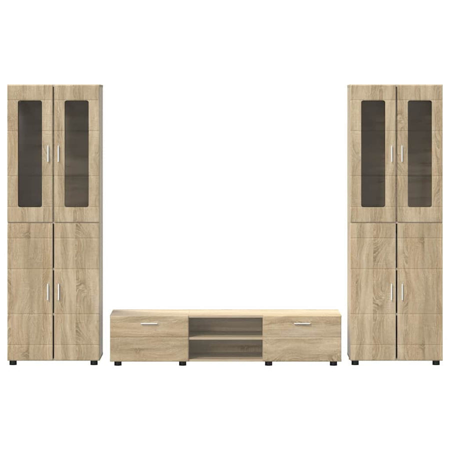Tv-meubelset met lade met plank Sonoma Eiken Bewerkt hout