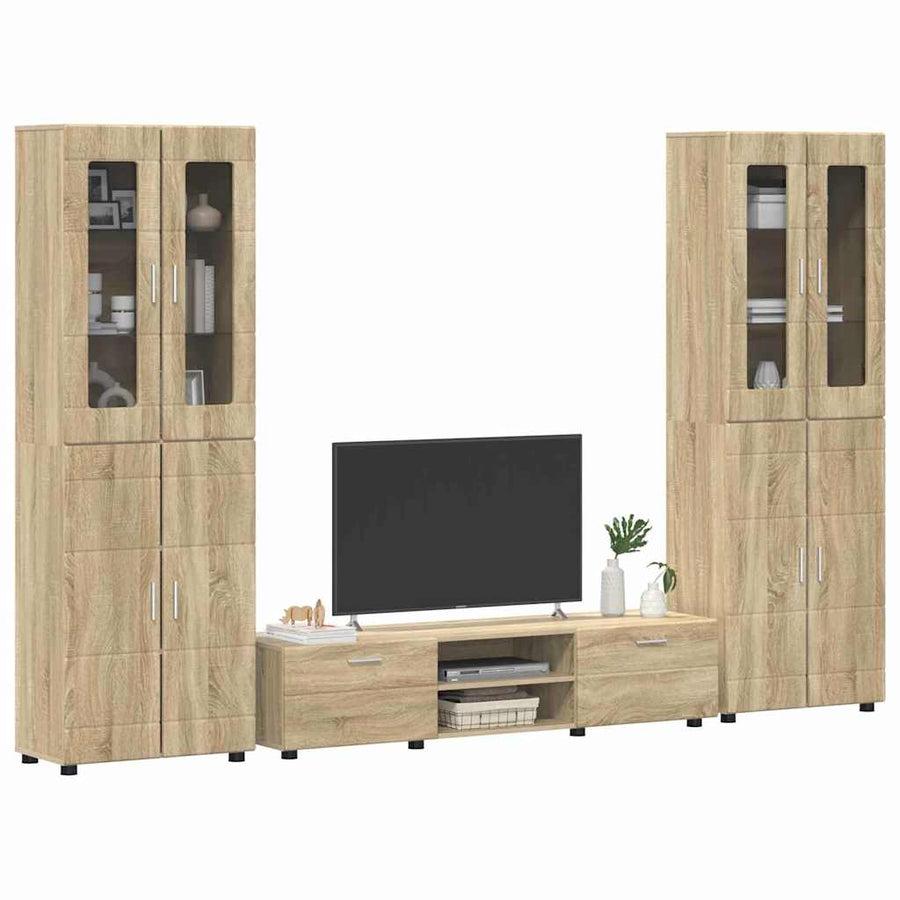 Tv-meubelset met lade met plank Sonoma Eiken Bewerkt hout