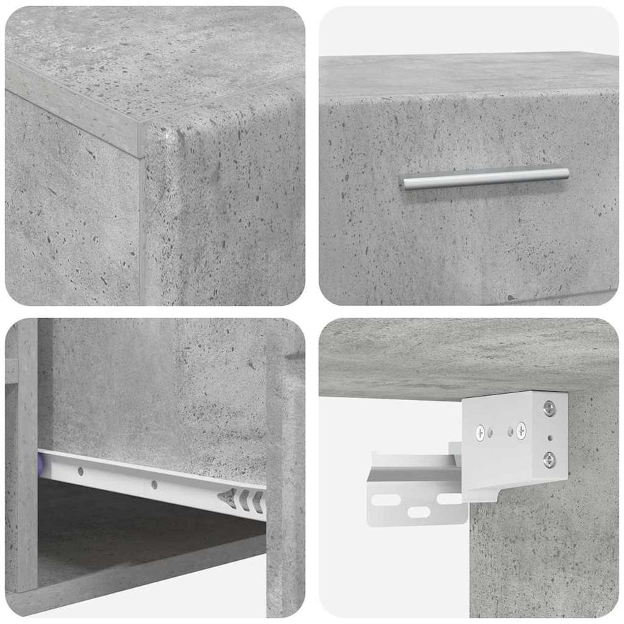 Tv-meubelset met lade met plank Beton Grijs Bewerkt hout