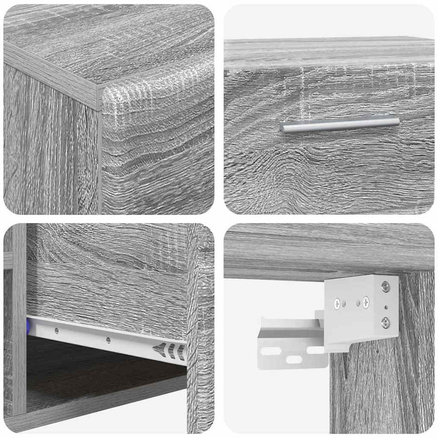 Tv-meubelset met lade met plank Grijs Sonoma Bewerkt hout