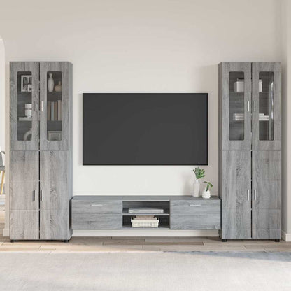 Tv-meubelset met lade met plank Grijs Sonoma Bewerkt hout