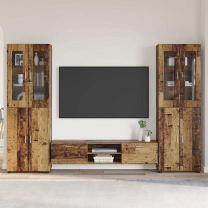 Tv-meubelset met lade met plank met opslag Oudhout Bewerkt hout