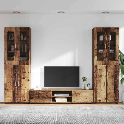 Tv-meubelset met lade met plank met opslag Oudhout Bewerkt hout