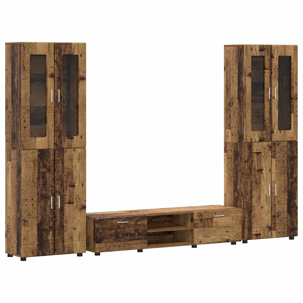 Tv-meubelset met lade met plank met opslag Oudhout Bewerkt hout