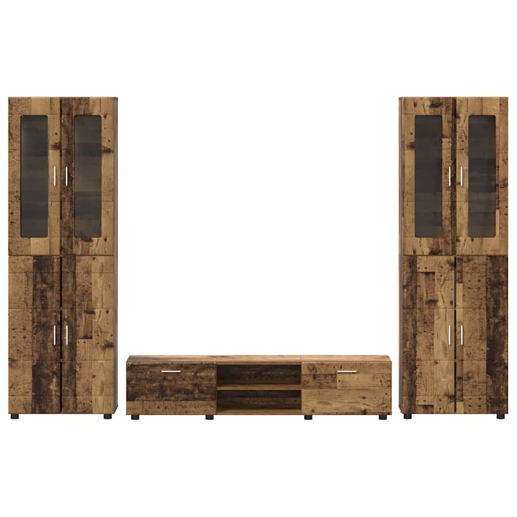 Tv-meubelset met lade met plank met opslag Oudhout Bewerkt hout