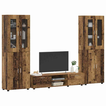 Tv-meubelset met lade met plank met opslag Oudhout Bewerkt hout