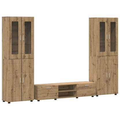 Tv-meubelset met lade met plank Artisan Eiken Bewerkt hout