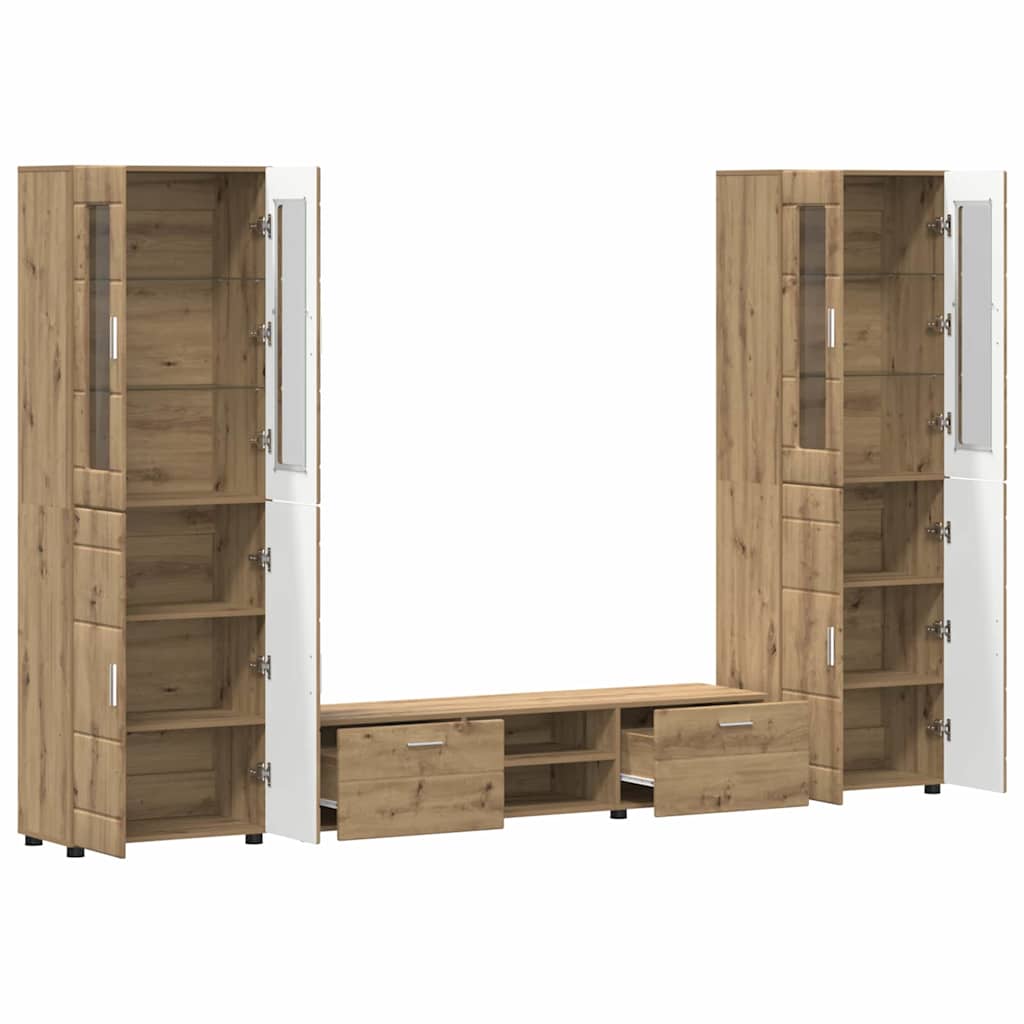 Tv-meubelset met lade met plank Artisan Eiken Bewerkt hout