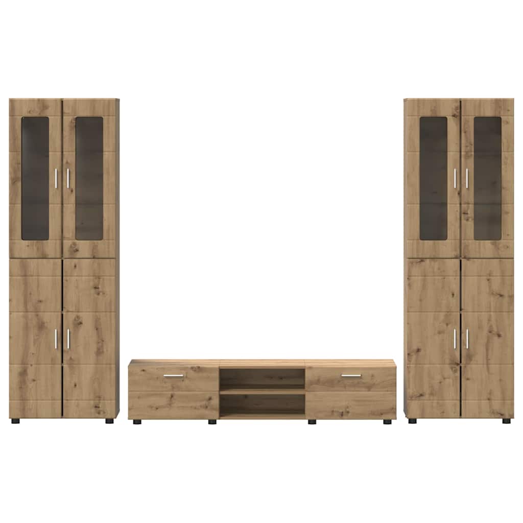 Tv-meubelset met lade met plank Artisan Eiken Bewerkt hout