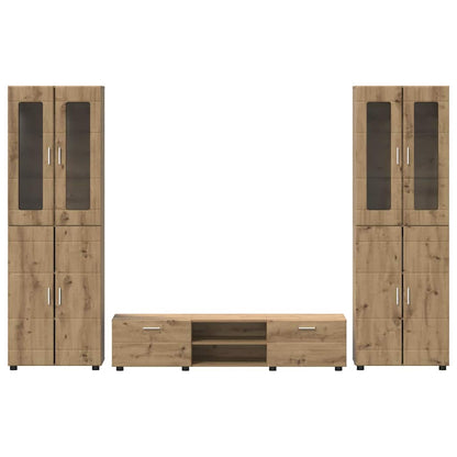 Tv-meubelset met lade met plank Artisan Eiken Bewerkt hout