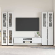 Tv-meubelset wit bewerkt hout met lade en plank