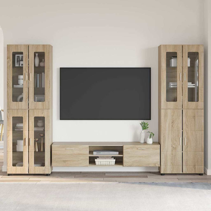 Tv-meubelset met lade met plank Sonoma Eiken Bewerkt hout