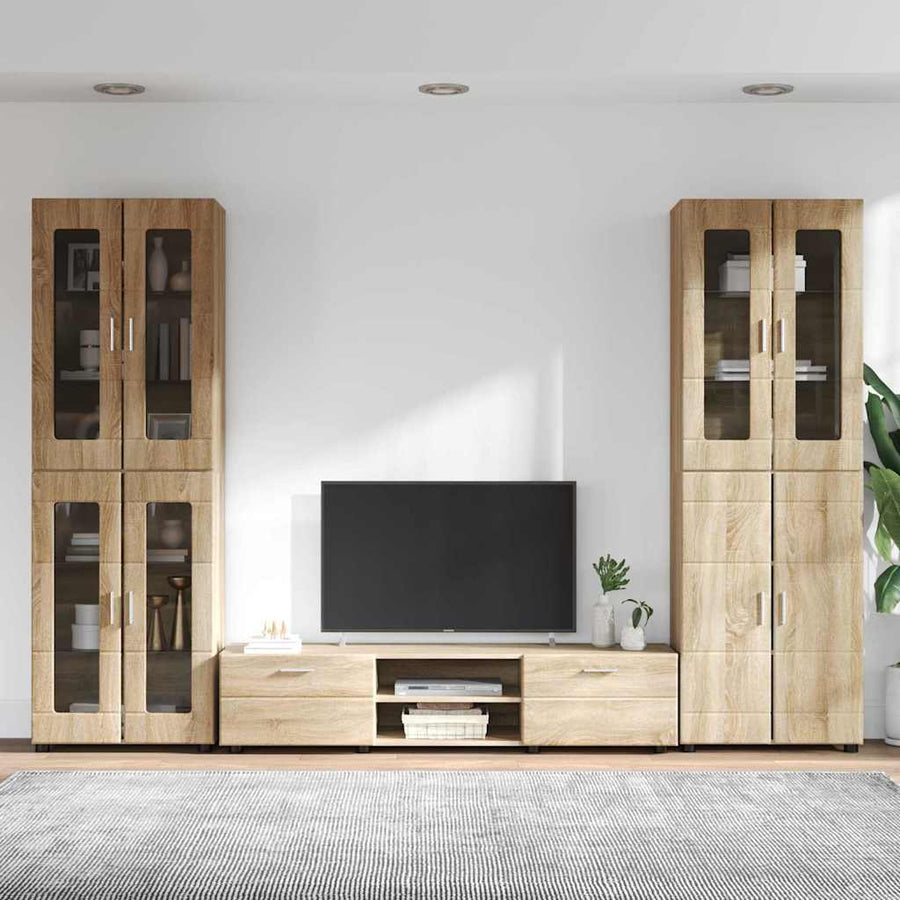 Tv-meubelset met lade met plank Sonoma Eiken Bewerkt hout