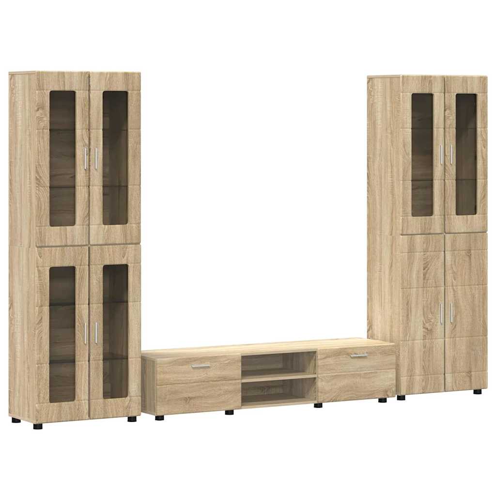 Tv-meubelset met lade met plank Sonoma Eiken Bewerkt hout