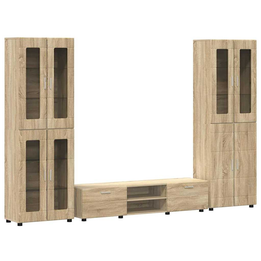 Tv-meubelset met lade met plank Sonoma Eiken Bewerkt hout
