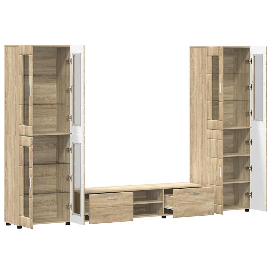 Tv-meubelset met lade met plank Sonoma Eiken Bewerkt hout