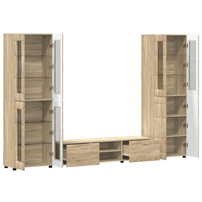 Tv-meubelset met lade met plank Sonoma Eiken Bewerkt hout