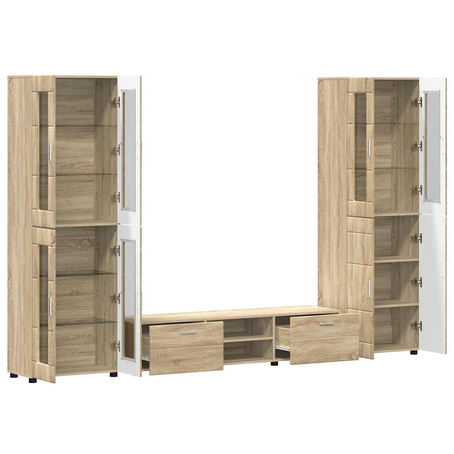 Tv-meubelset met lade met plank Sonoma Eiken Bewerkt hout