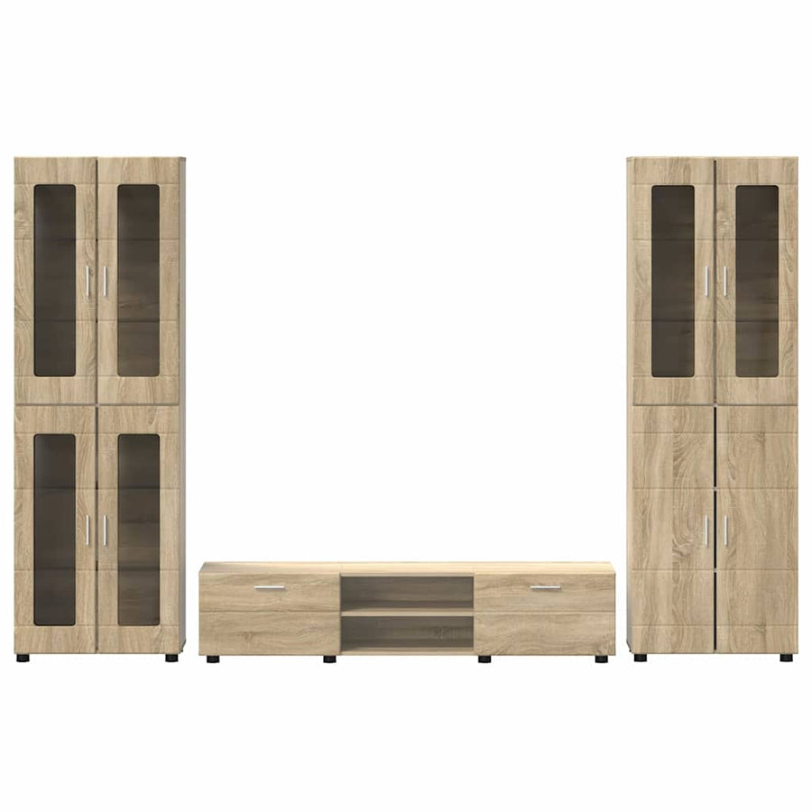 Tv-meubelset met lade met plank Sonoma Eiken Bewerkt hout
