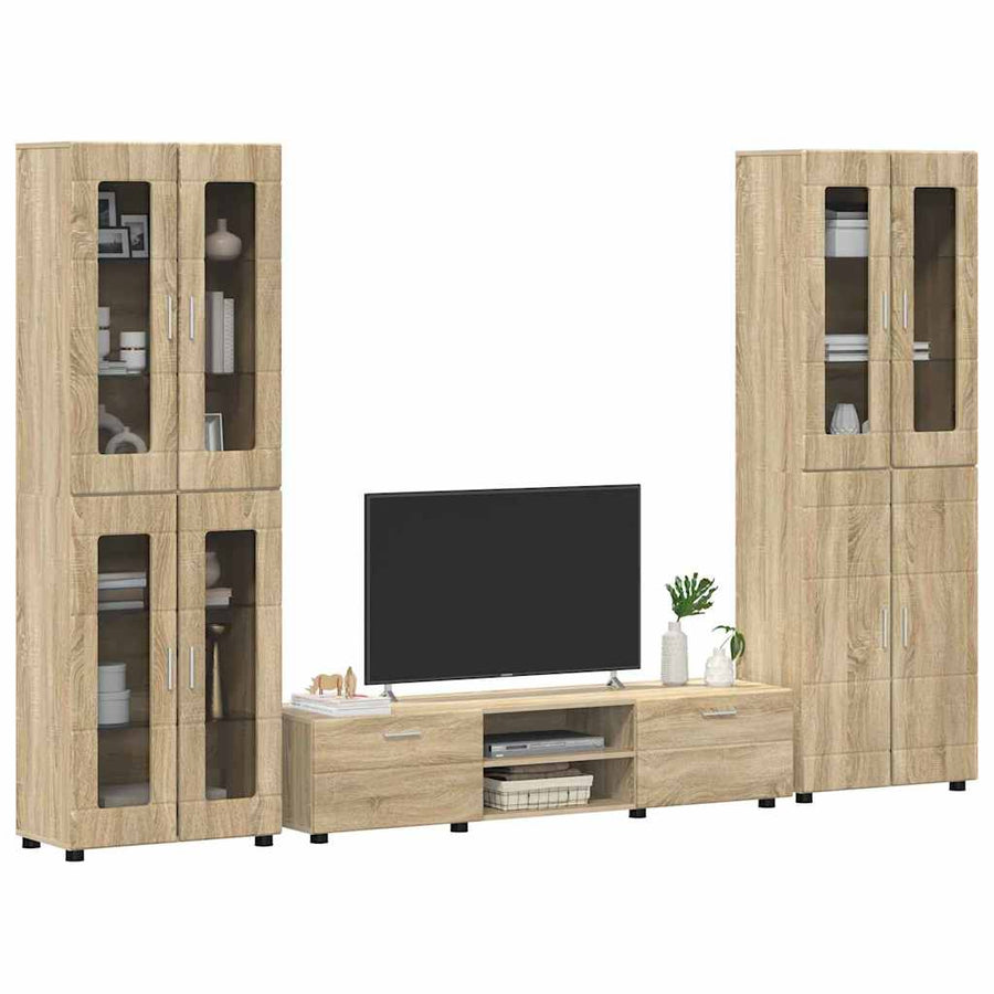 Tv-meubelset met lade met plank Sonoma Eiken Bewerkt hout