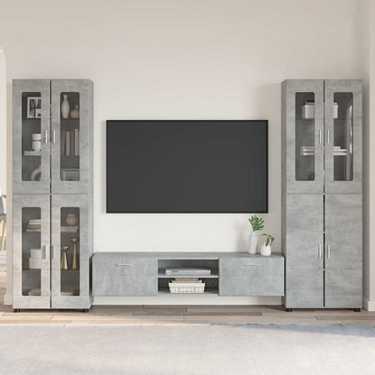 Tv-meubelset met lade met plank Beton Grijs Bewerkt hout