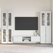 Tv-meubelset hoogglans wit bewerkt hout