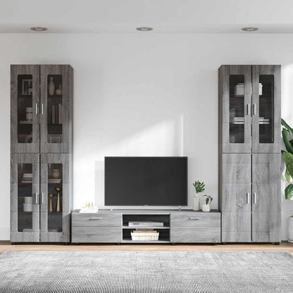 Tv-meubelset met lade met plank Grijs Sonoma Bewerkt hout
