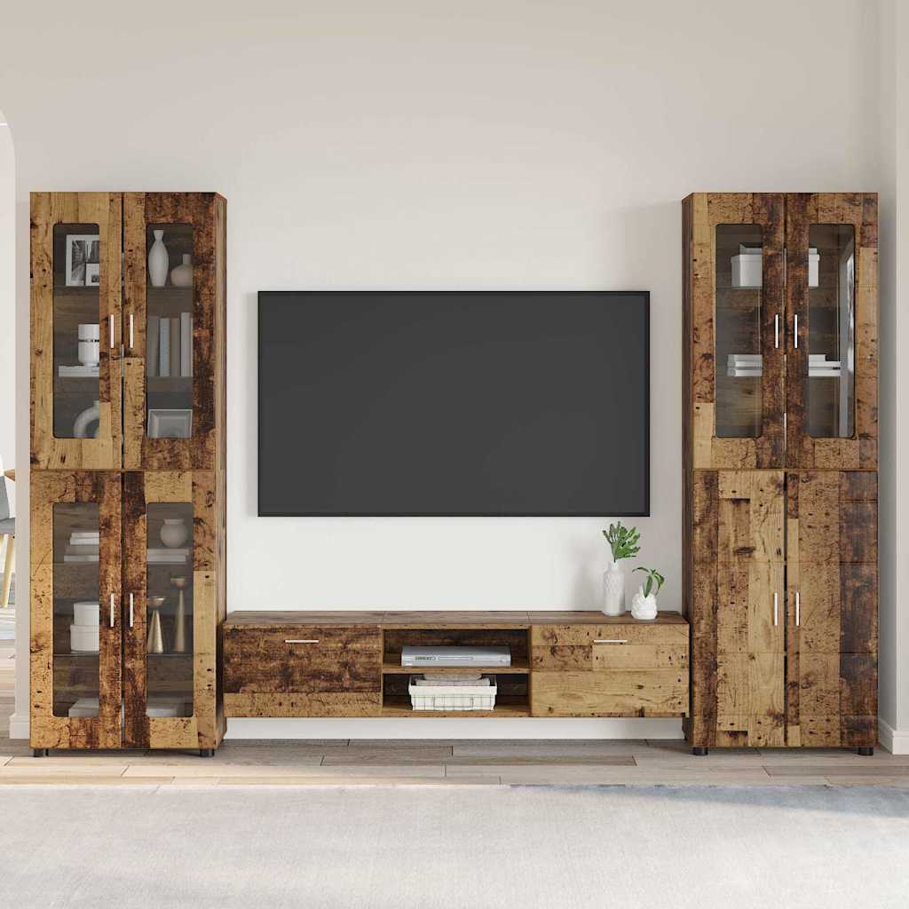 Tv-meubelset met lade met plank met opslag Oudhout Bewerkt hout