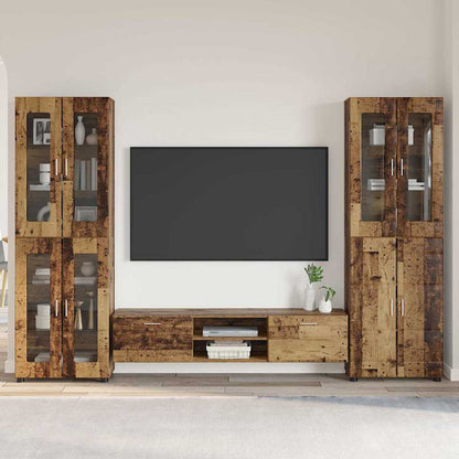 Tv-meubelset met lade met plank met opslag Oudhout Bewerkt hout