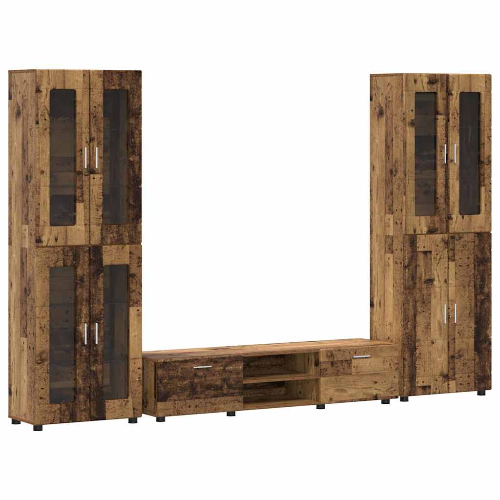Tv-meubelset met lade met plank met opslag Oudhout Bewerkt hout
