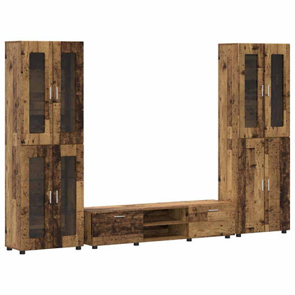 Tv-meubelset met lade met plank met opslag Oudhout Bewerkt hout