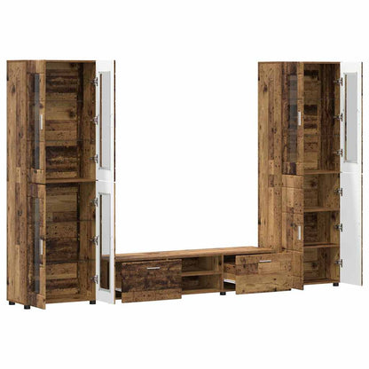 Tv-meubelset met lade met plank met opslag Oudhout Bewerkt hout