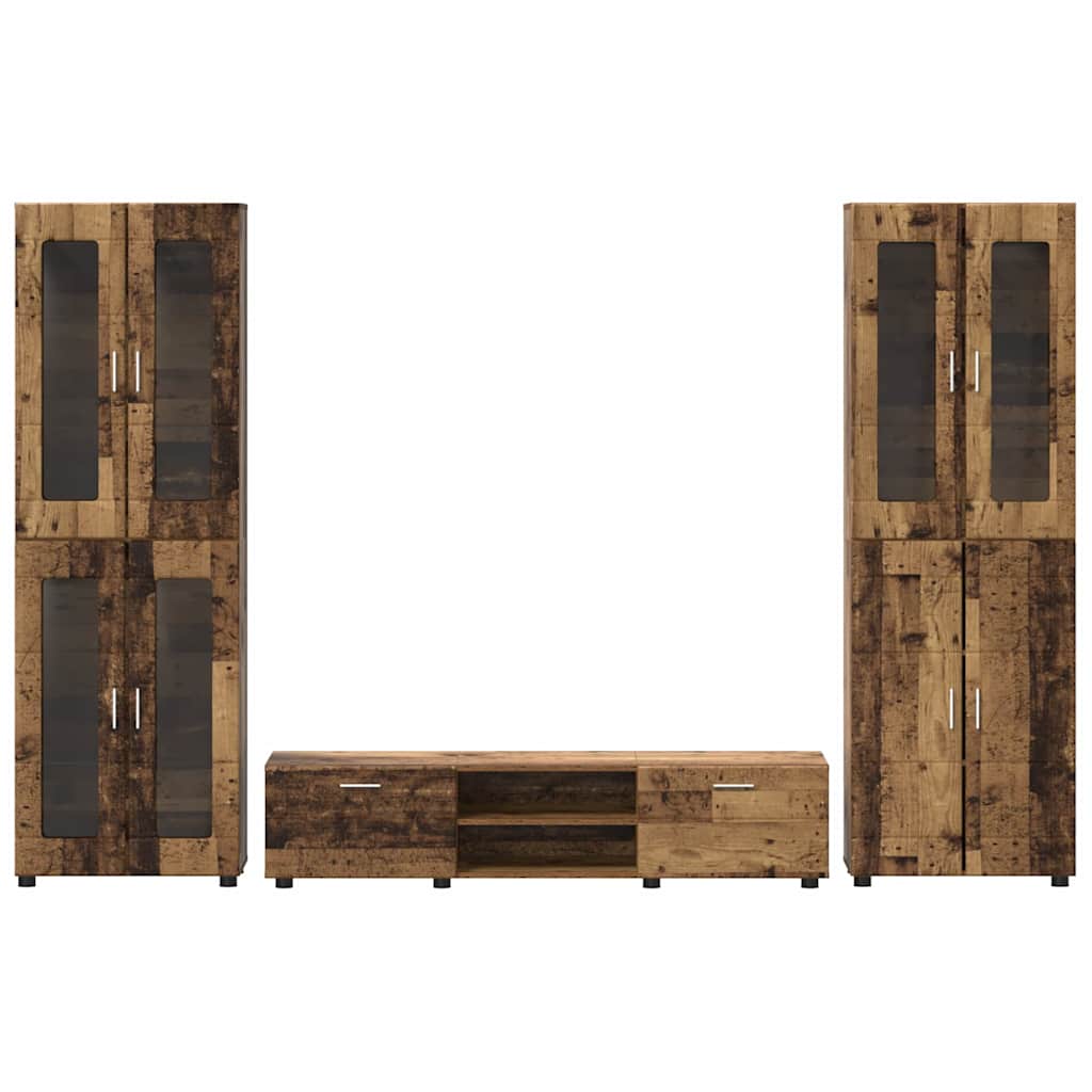 Tv-meubelset met lade met plank met opslag Oudhout Bewerkt hout