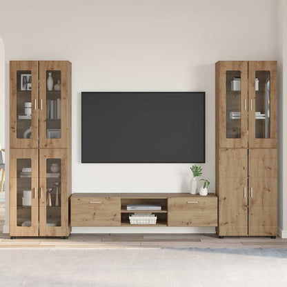 Tv-meubelset met lade met plank Artisan Eiken Bewerkt hout