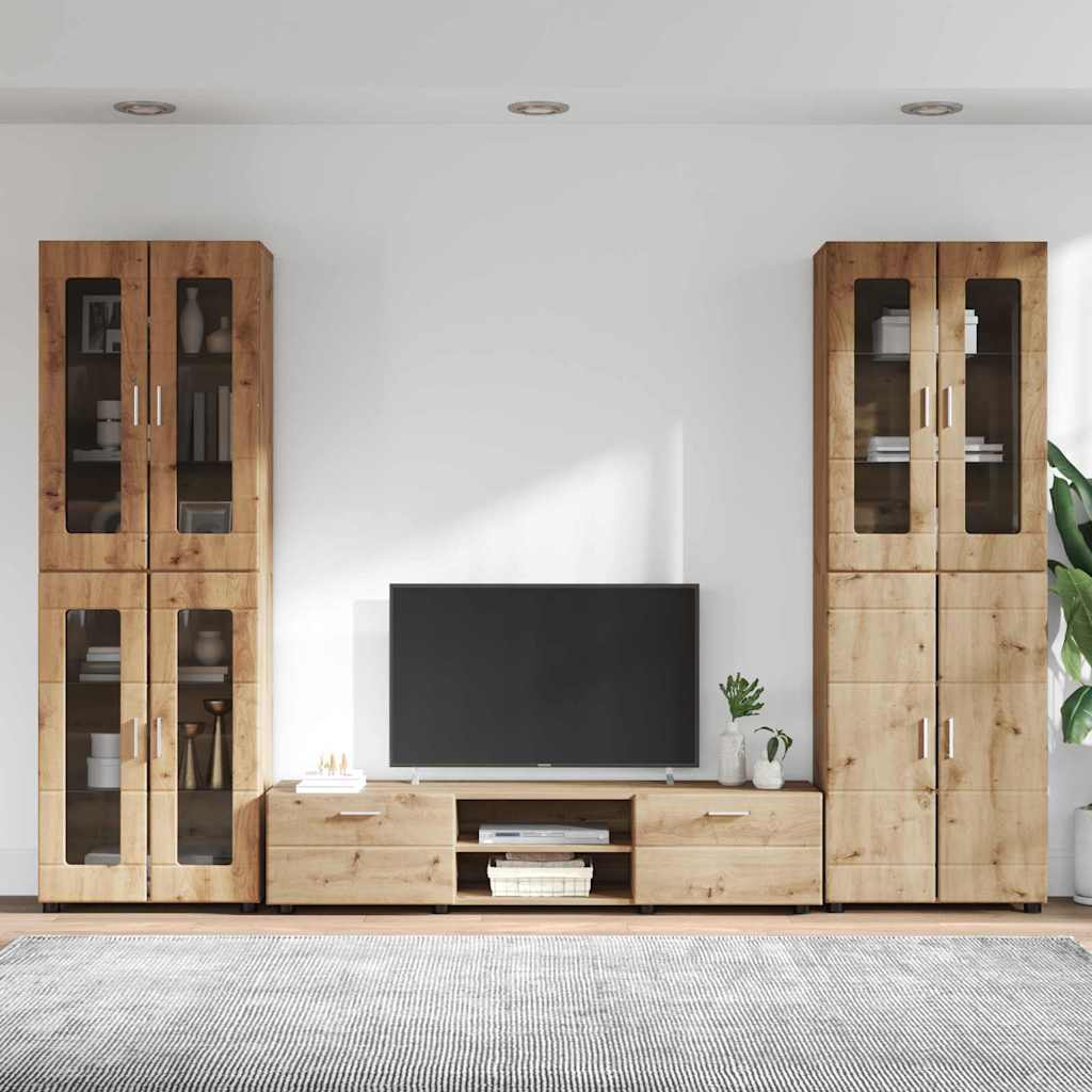 Tv-meubelset met lade met plank Artisan Eiken Bewerkt hout
