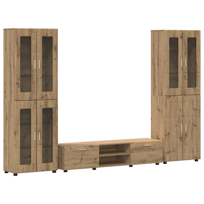 Tv-meubelset met lade met plank Artisan Eiken Bewerkt hout