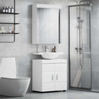 Bathroom cabinet set with shelf with storage TULUM White Engineered wood