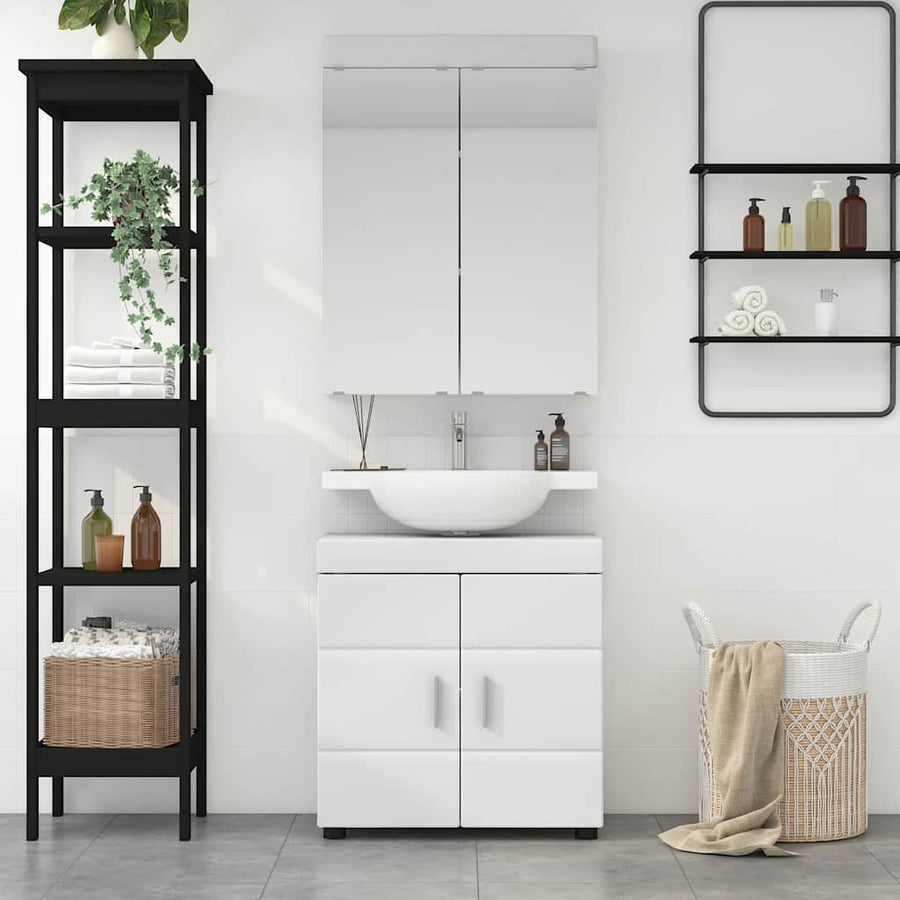 Badmeubelset met Spiegel met plank TULUM Wit Bewerkt hout