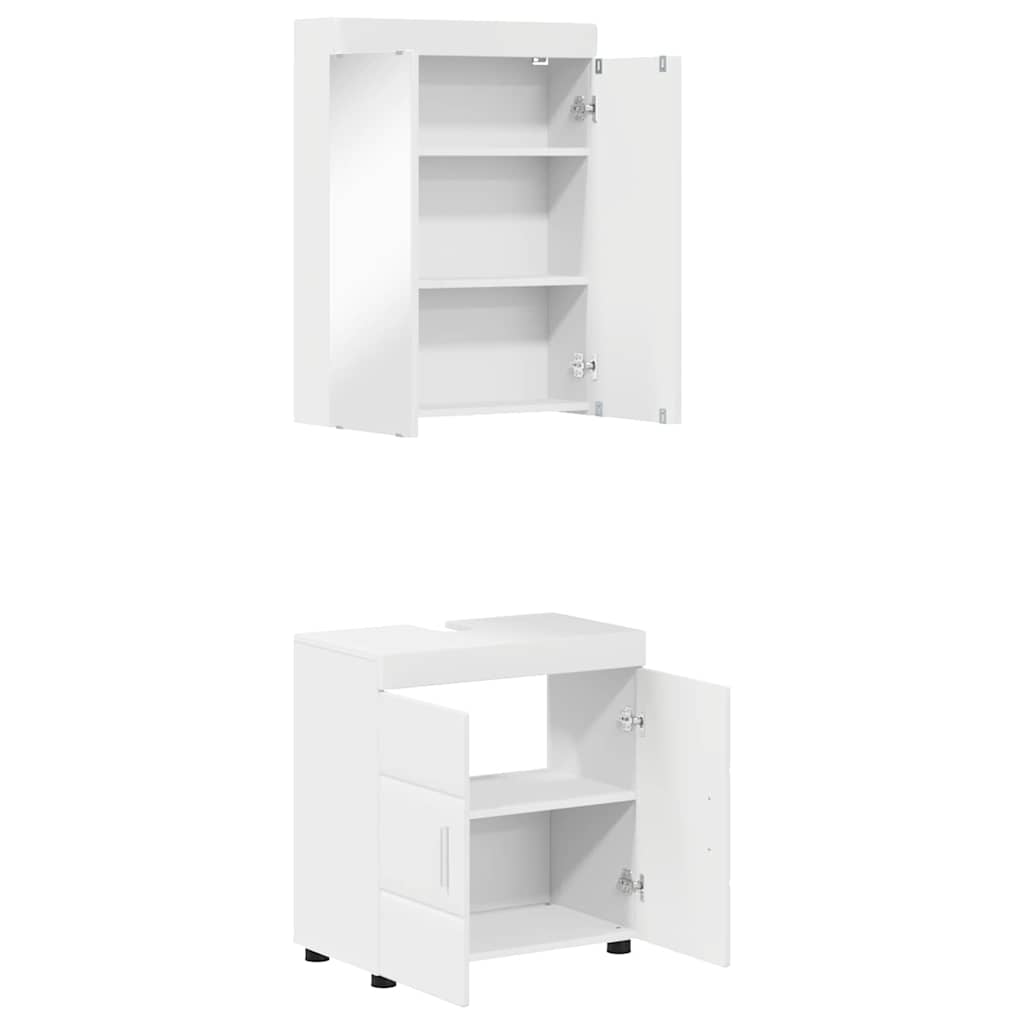 Badmeubelset met Spiegel met plank TULUM Wit Bewerkt hout