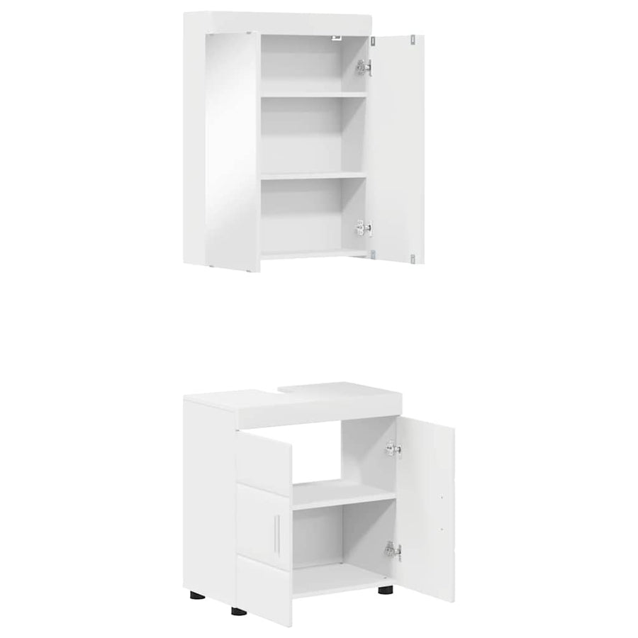 Badmeubelset met Spiegel met plank TULUM Wit Bewerkt hout