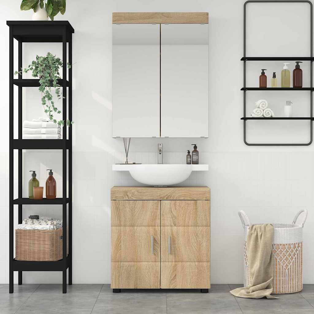 Badkamermeubelset met plank TULUM Sonoma Eiken Bewerkt hout