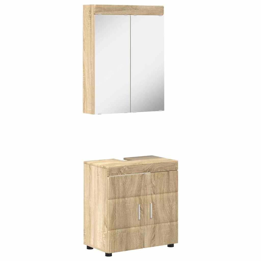 Badkamermeubelset met plank TULUM Sonoma Eiken Bewerkt hout