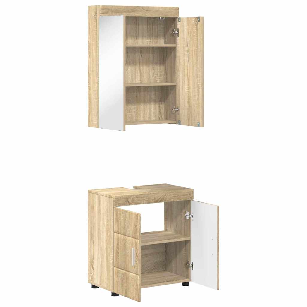 Badkamermeubelset met plank TULUM Sonoma Eiken Bewerkt hout